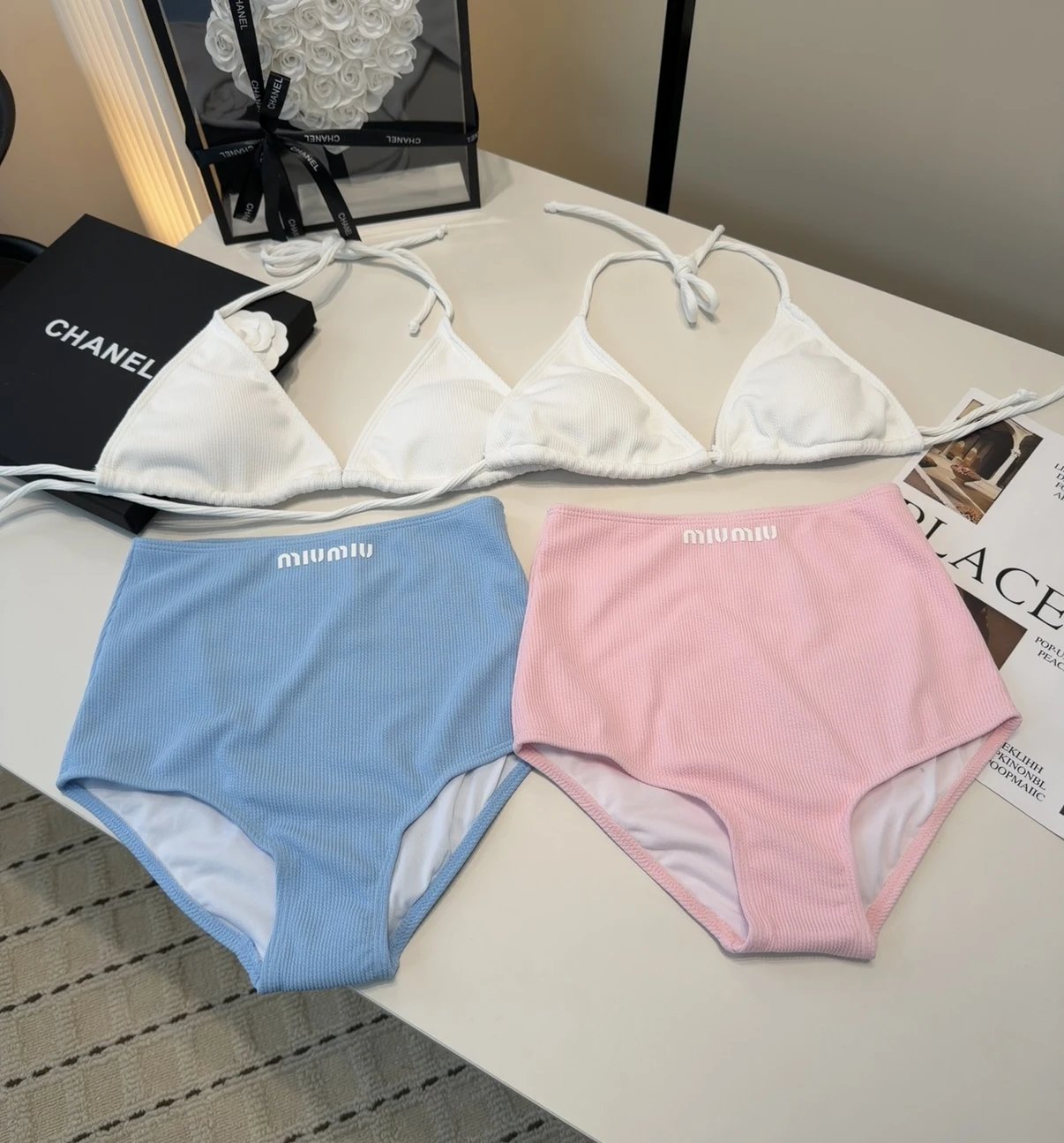 Miu Miu Ribbed High-Waisted Bikini Set [2 styles] | 7757270328