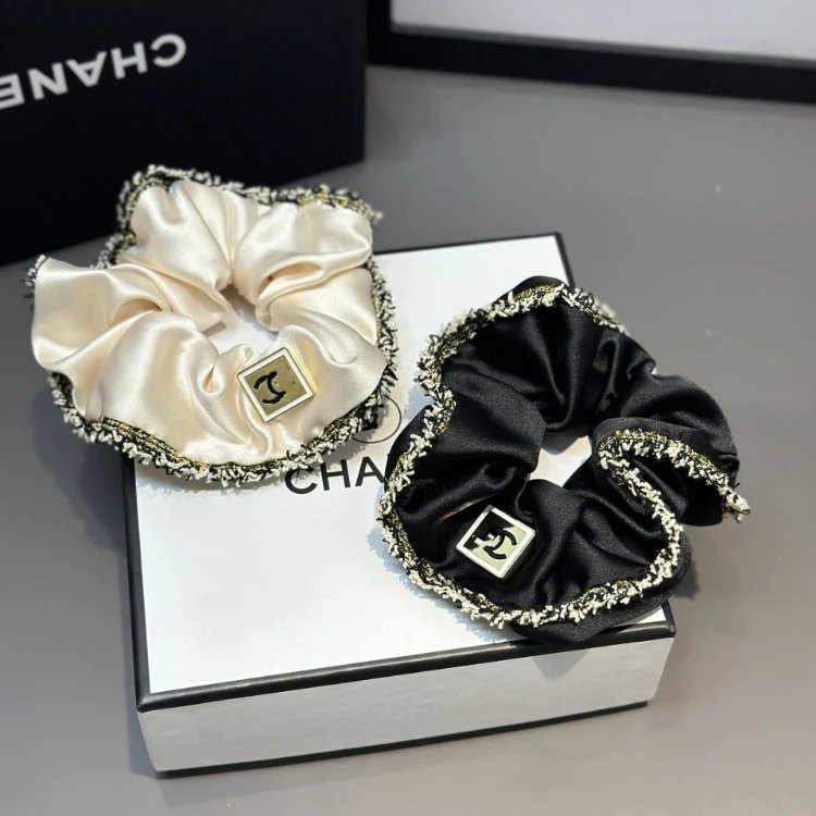 Chanel Tweed-Trimmed Satin Scrunchies [2 styles] | 7757314572