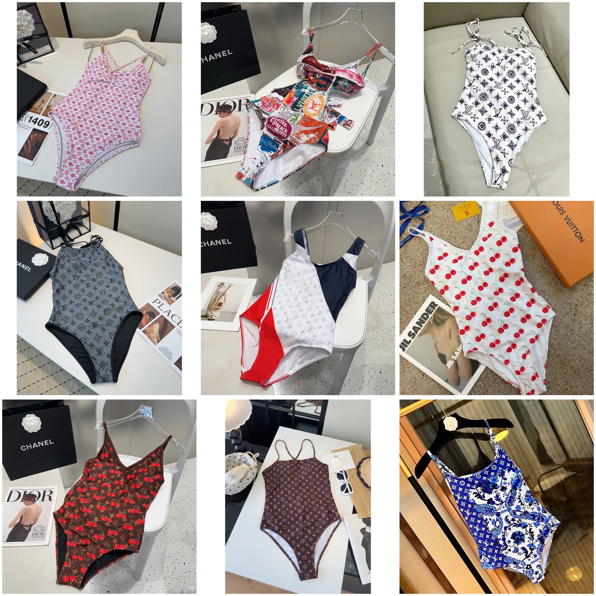 Louis Vuitton Monogram / Cherry Print / Multicolor Patchwork Swimsuits [10 styles] | 7757220172