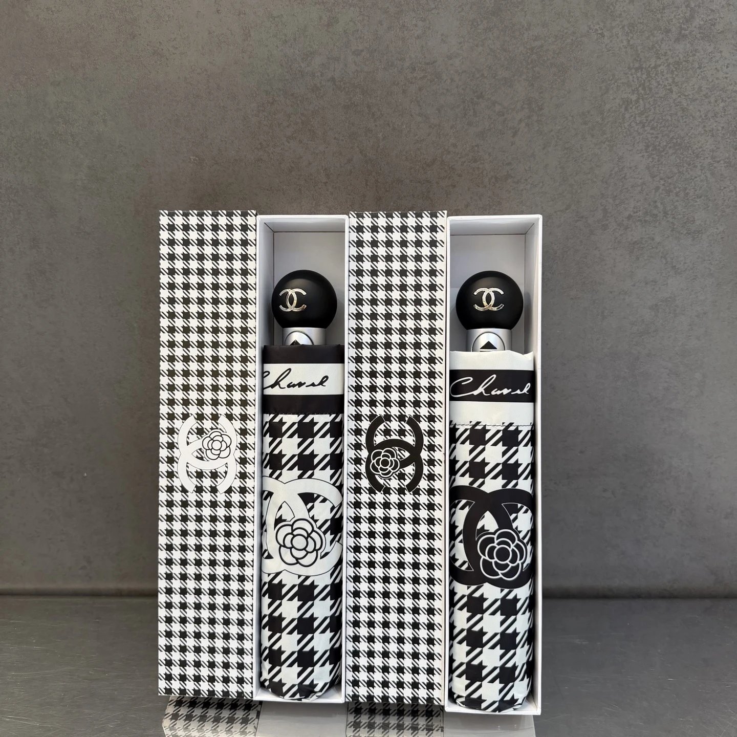 Chanel Houndstooth Folding Umbrella [2 styles] | 7757185434