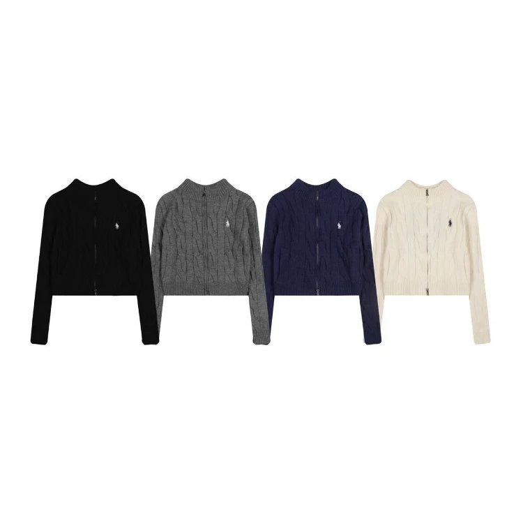 Polo Ralph Lauren Cable Knit Zip-Up Cropped Sweater | 7754560146